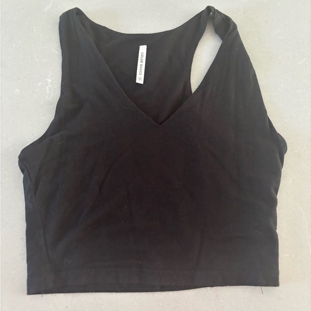 Lulu's Black V-Neck Crop Top
